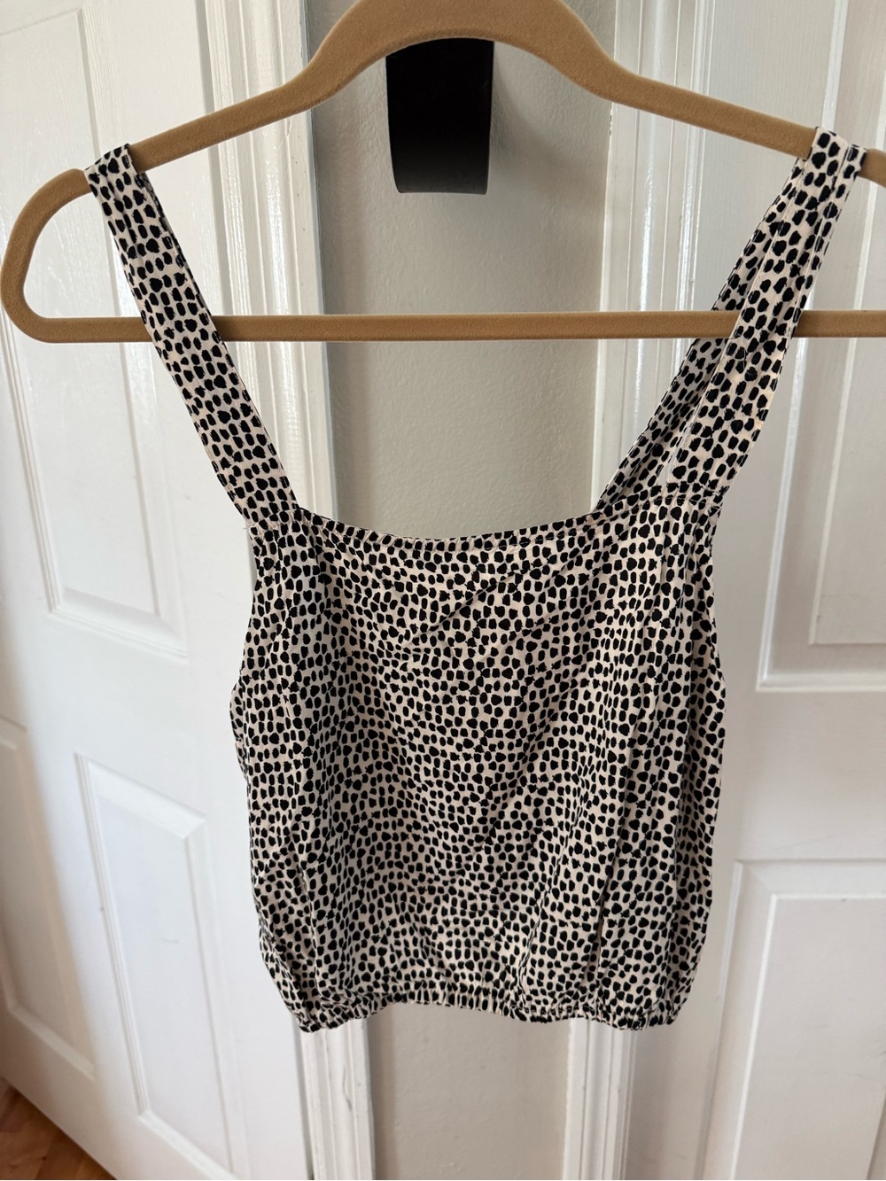 Tavik Black Speckle on White Square-Neck Crop Top